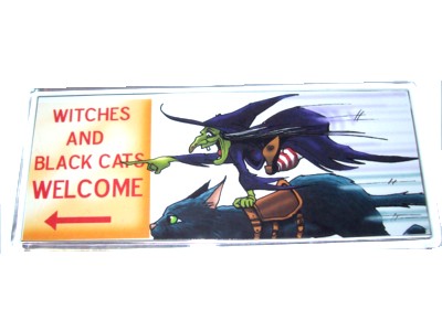 Witches and Black Cats Welcome Magnet